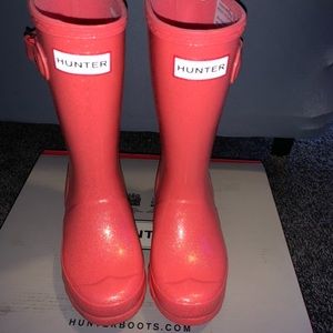 Little girls Hunter boots (Pink with glitter)